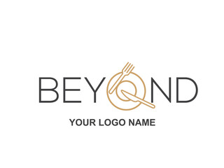Restaurant logo with spoon and fork icon, modern concept of lines.