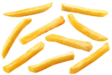 french fries, potato fry isolated on white background, full depth of field - obrazy, fototapety, plakaty