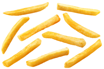 french fries, potato fry isolated on white background, full depth of field