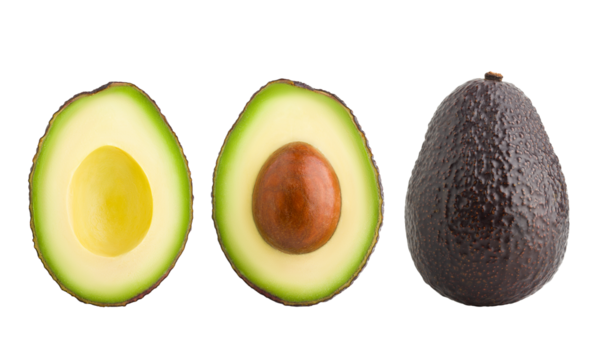 avocado isolated on white background, full depth of field
