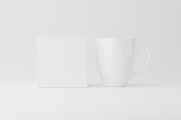 Ceramic Mug Cup For Coffee Tea White Blank 3D Rendering Mockup