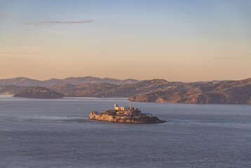 Alcatraz Island at Sunset - obrazy, fototapety, plakaty