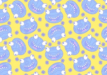 Cartoon kawaii animals seamless frogs pattern for wrapping paper and fabrics and linens and kids clothes print