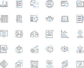 Web browsing line icons collection. Surfing, Scrolling, Searching, Clicking, Tabbing, Loading, Navigating vector and linear illustration. Bookmarking,Backtracking,Refreshing outline signs set