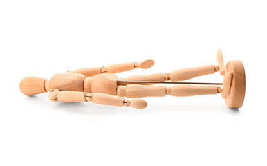 Wooden decorative mannequin on white background