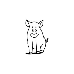 vector illustration of a pig doodle