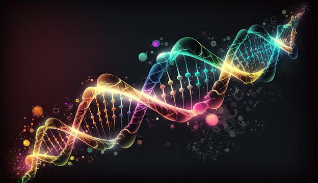 Abstrakte Darstellung einer DNA(deoxyribonucleic acid)-Doppelhelix (Generative AI)