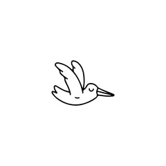 cute bird doodle illustration vector