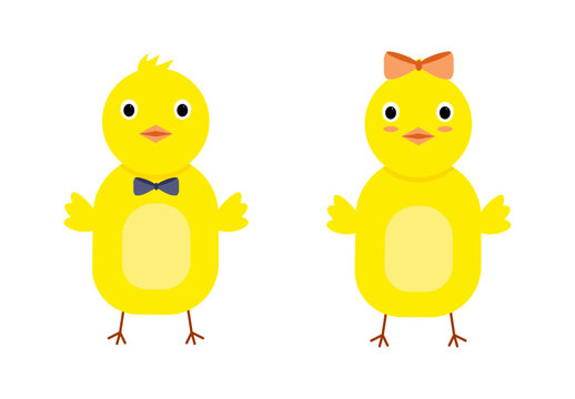 Easter chicken and eggs, set of cute chickens