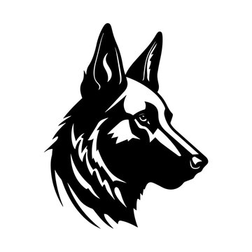 German Shepherd Logo Monochrome Design Style
