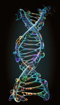 Abstrakte Darstellung einer DNA(deoxyribonucleic acid)-Doppelhelix (Generative AI)