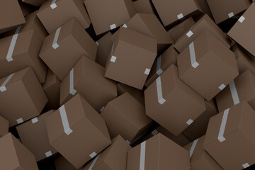 Cardboard box or carton on white background, carrying parcel and online shopping