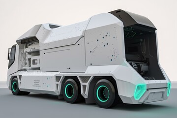 Future of autonomus garbage truck with separate waste, created with Generative AI technology