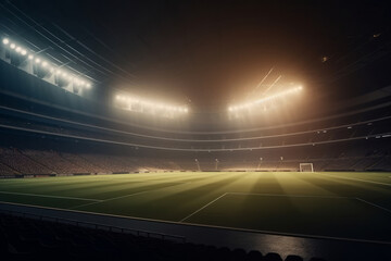 Fototapeta na wymiar Football stadium. Dramatic scene. Illustration AI Generative.