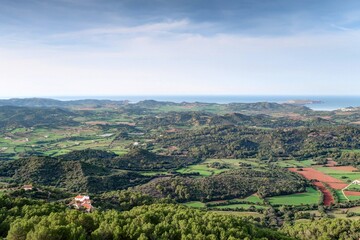 abbaye et église au sommet du monte toro sur l'île de Minorque aux baléares (Espagne)