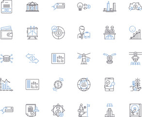 Process improvement line icons collection. Streamlining, Optimization, Lean, Kaizen, Standardization, Efficiency, Continuous vector and linear illustration. Incremental,Quality,Six Sigma outline signs
