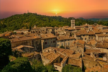 Obraz premium View of Viviers from the towns high point. Viviers is a commune in the department of Ardèche in southern France. It is a small walled city situated on the bank of the Rhône River.