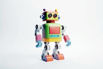 Robot toy in retro and vintage colorful colors. Generative AI