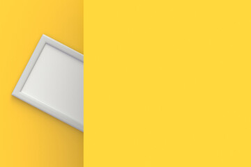 Photo frame behind the wall. Copy space. 3d render