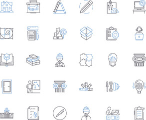 Effective output line icons collection. Efficiency, Productivity, Impact, Results, Success, Goals, Achievements vector and linear illustration. Proficiency,Performance,Capacity outline signs set