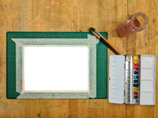 Zeichnen / Mock up / Mockup / Isolated / Isoliert / Malen / Bild / Bilder / Gemälde / Gezeichnet / Zeichnung / Stifte / Pinsel / Geodreieck / Zeichenunterlage / Unterlage 