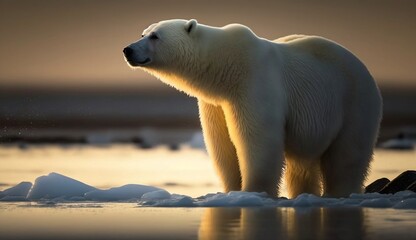 Fototapeta na wymiar polar bear in his natural habitat