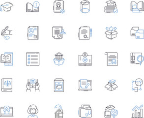 Continuing education line icons collection. Learning, Development, Growth, Advancement, Skill-building, Training, Upgrading vector and linear illustration. Enrichment,Improvement,Career outline signs