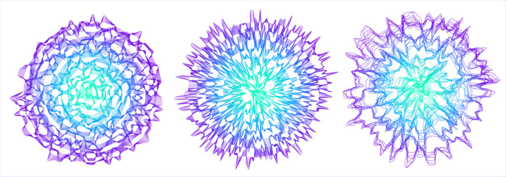 Waveform neon thin lines set. Decorative dynamic abstract wavy lines.