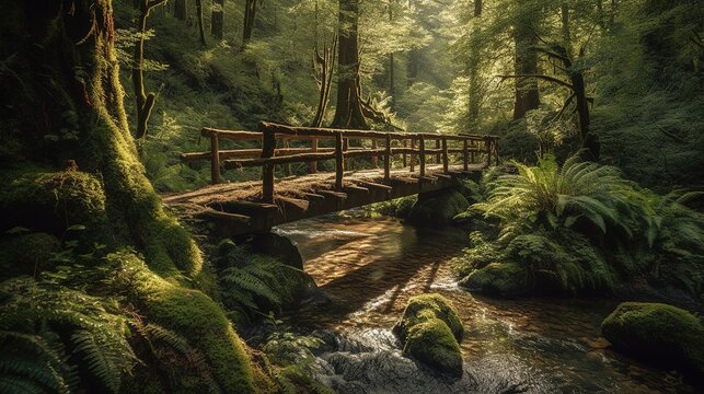 wooden bridge in the woods