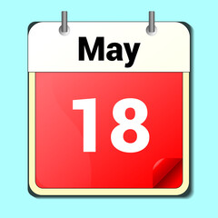 day on the calendar, vector image format, May 18.