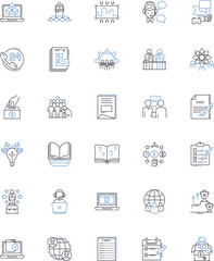 Community responsibilities line icons collection. Civic, Engagement, Accountability, Service, Altruism, Citizenship, Involvement vector and linear illustration. Leadership,Empathy,Unity outline signs