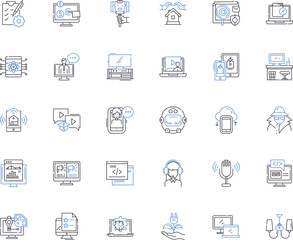 Digital Appliances line icons collection. Smart, Efficient, Connected, Interactive, Advanced, Innovative, Convenient vector and linear illustration. Reliable,Sophisticated,High-Tech outline signs set