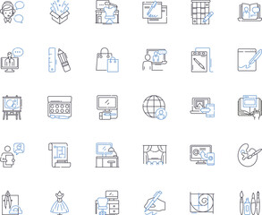 Entrepreneur line icons collection. Innovation, Risk-taking, Visionary, Ambition, Leadership, Resilience, Self-starter vector and linear illustration. Creativity,Passion,Venturesome outline signs set