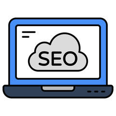 Editable design icon of cloud seo 