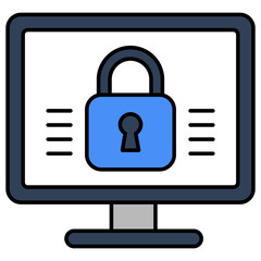 Computer with padlock showcasing system security icon