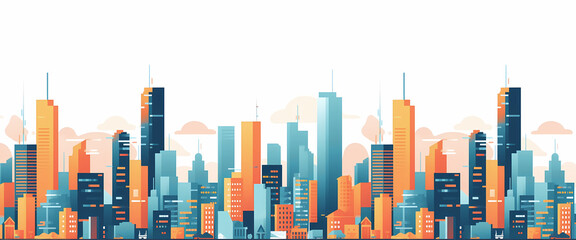 City view with orange and blue buildings made with Generative AI