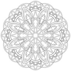 Colouring page, hand drawn, vector. Mandala 160, ethnic, swirl pattern, object isolated on white background.