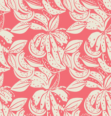 Monochrome tropical pattern made with bananas and cocoa beans, fun background perfect for textiles and decoration