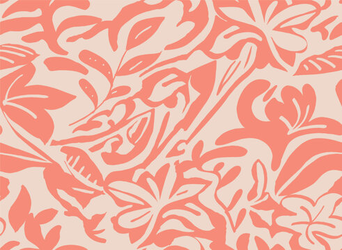 hand drawn abstract tropical leaves pattern perfect for decoration and textile