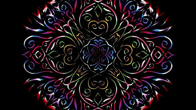 luxurious Sparkle of light shines motion graphics  colourful rainbow flowers line art  for intro opening ads commercial