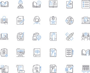 Further studies line icons collection. Education, Learning, Career, Specialization, Graduate, Degree, Mastery vector and linear illustration. Research,Scholarship,Academics outline signs set