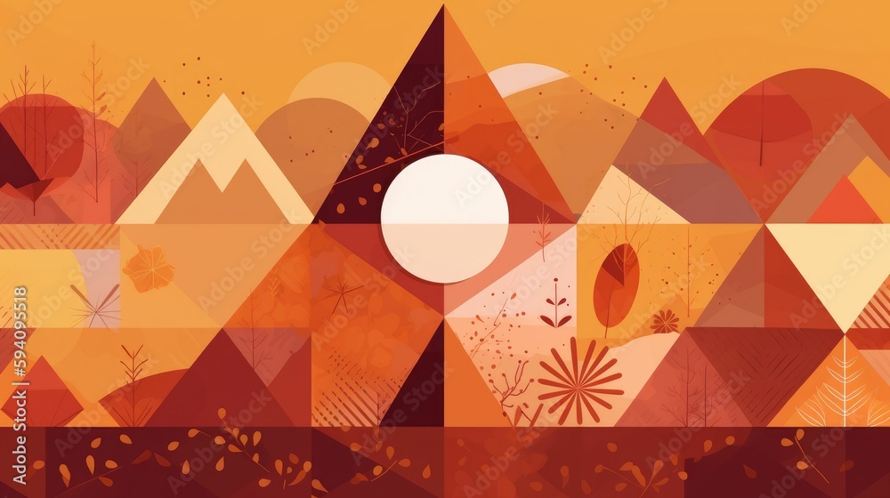 Wall mural autumnal equinox geometric desktop wallpaper in warm colors