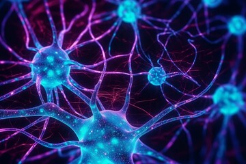Electric Synapses: A Neon Close-Up of Neural Networks, Generative AI