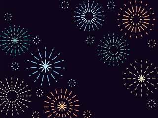 カラフルな夜空の花火の背景フレーム