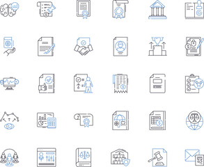 Finance department line icons collection. Budgeting, Forecasting, Accounting, Auditing, Taxation, Analytics, Funding vector and linear illustration. Investments,Payroll,Compliance outline signs set