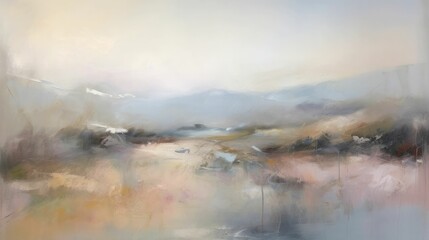 Soft and serene pale mist abstract landscape