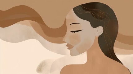Simple linear portrait in earthy muted hues