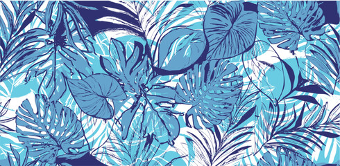 Naklejka na ściany i meble Summer pattern. Tropical leaves pattern perfect for textiles and decoration