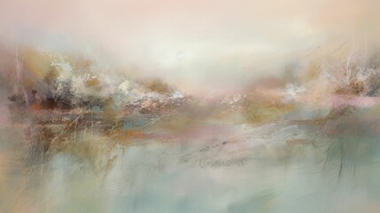 Soft and gauzy abstract landscape in pastel colors