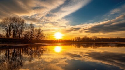 Obraz premium Sunlit sky with colorful reflections